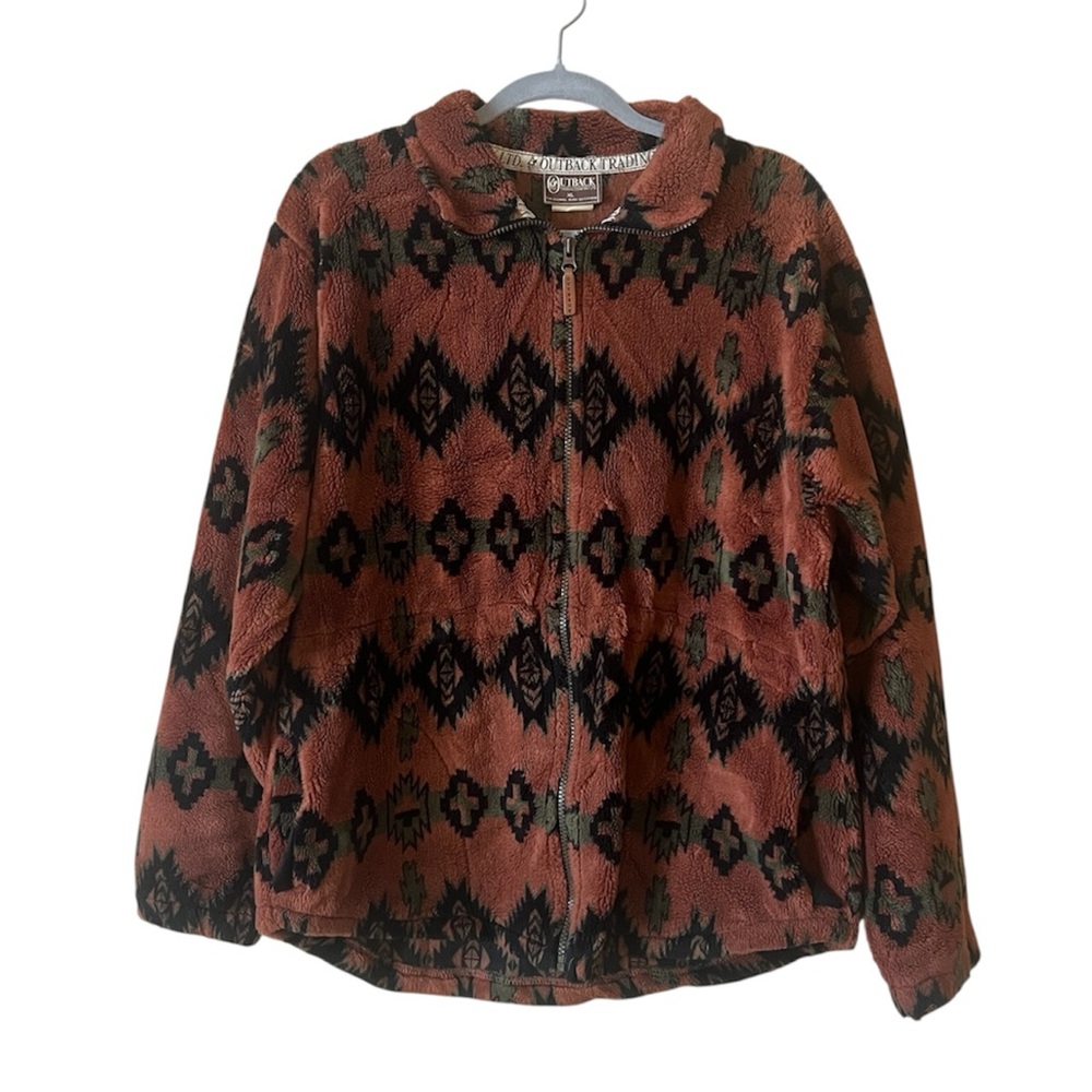 Vintage Outback Trading Company LTD Zip Up Jacket Aztec Southwestern Tribal XL